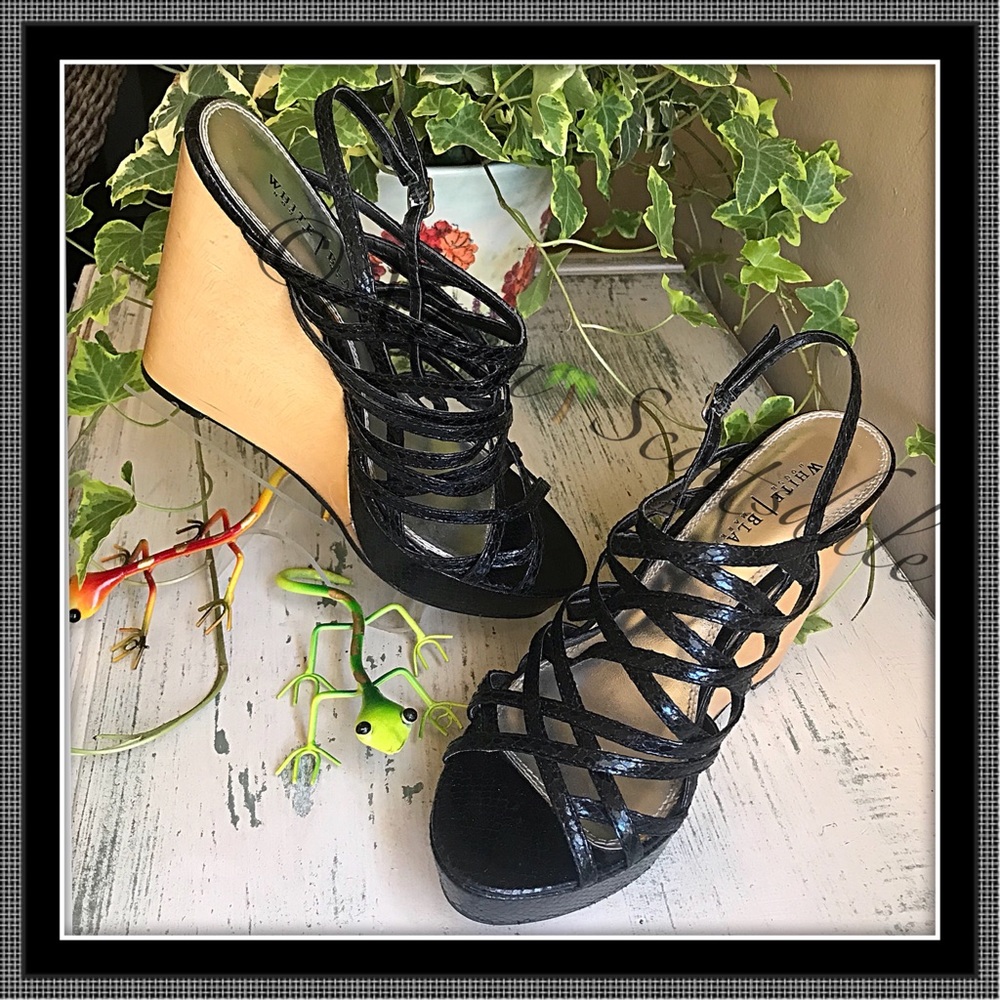 White House Black Market Caged Wedge Sandal